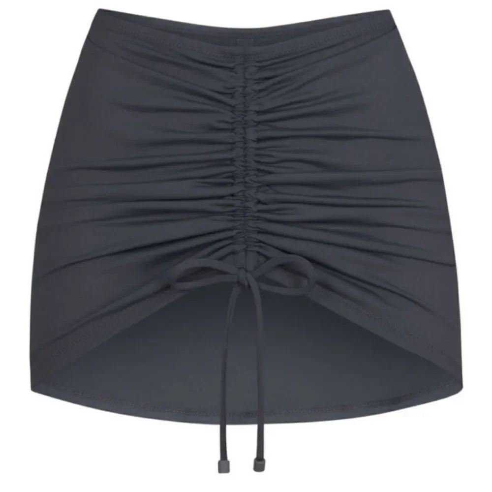 NWT SKIMS Recycled Swim Ruched Front Mini Micro Swim Bottom In Gunmetal Gray